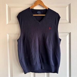 Polo Ralph Lauren Pima Cotton Navy Knit Vest XL‎